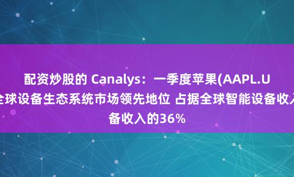 配资炒股的 Canalys：一季度苹果(AAPL.US)保持全球设备生态系统市场领先地位 占据全球智能设备收入的36%