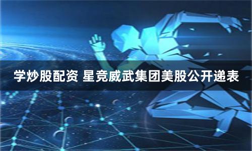 学炒股配资 星竞威武集团美股公开递表